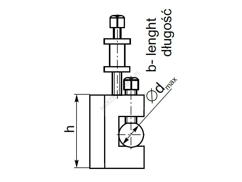 Rysunek techniczny: Oprawka z rowkiem V do imaka tokarskiego szybkowymiennego: T.4495 124x70mm - KOLNO